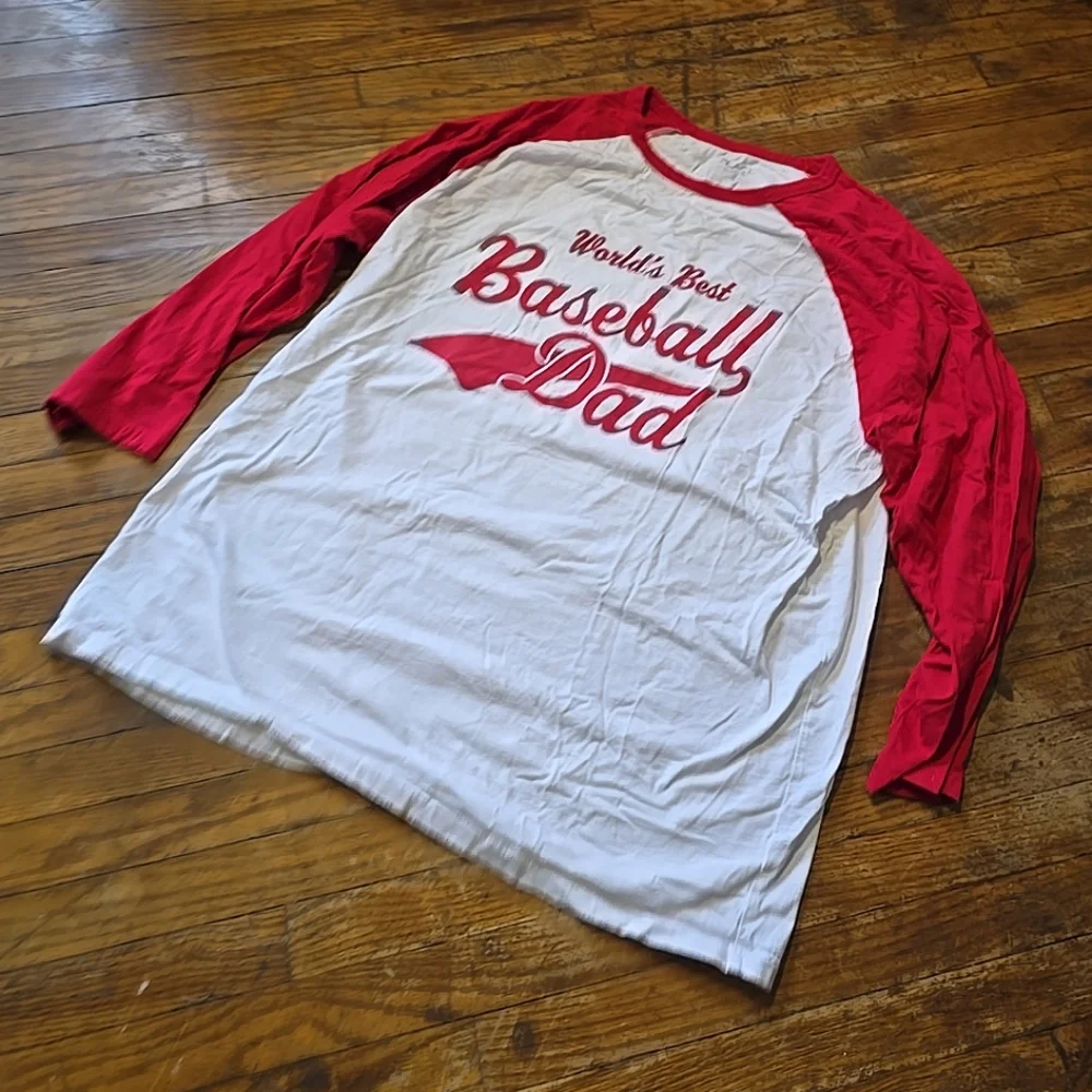 Worlds Best Baseball Dad 3/4 Shirt - Picture 5 of 9
